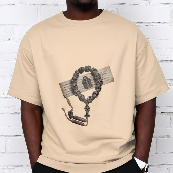 Buddha Stones Tybetańskie Władca Trupów Koraliki Leśne Wzór Koszulka T-shirt - image 21