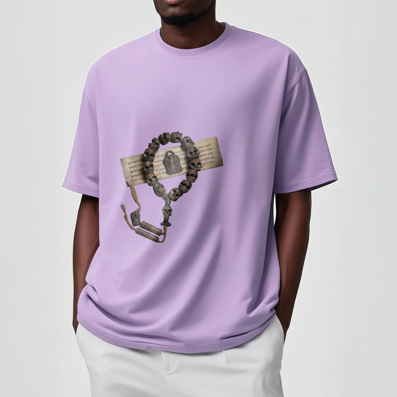 Buddha Stones Tybetańskie Władca Trupów Koraliki Leśne Wzór Koszulka T-shirt - image 19