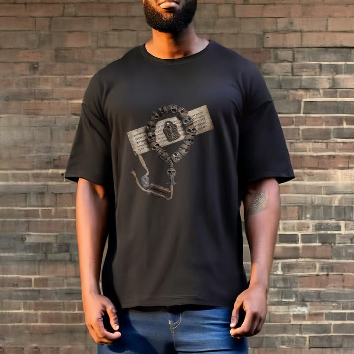 Buddha Stones Tybetańskie Władca Trupów Koraliki Leśne Wzór Koszulka T-shirt - image 11