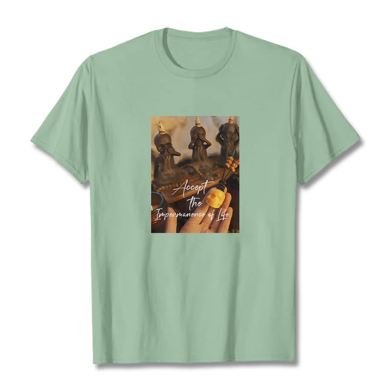 Buddha Stones Akceptują Nietrwałość Życia Pan Trupów Czaszki Lasu Koszulka T-shirt