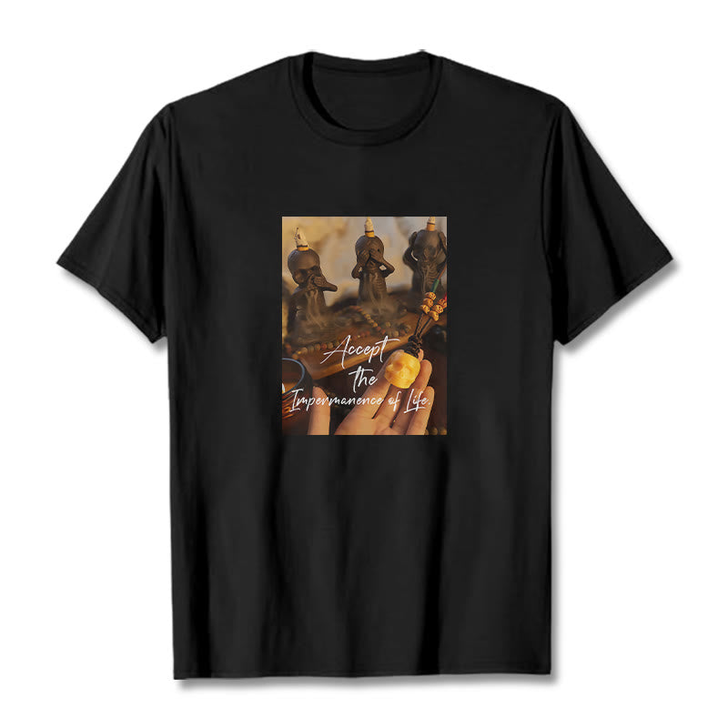 Buddha Stones Akceptują Nietrwałość Życia Pan Trupów Czaszki Lasu Koszulka T-shirt