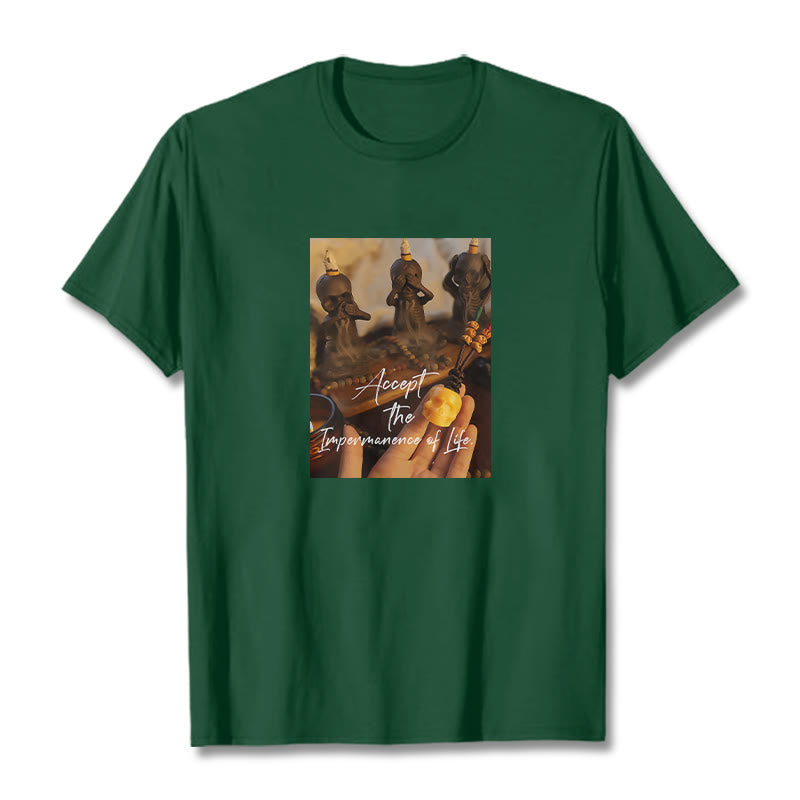 Buddha Stones Akceptują Nietrwałość Życia Pan Trupów Czaszki Lasu Koszulka T-shirt
