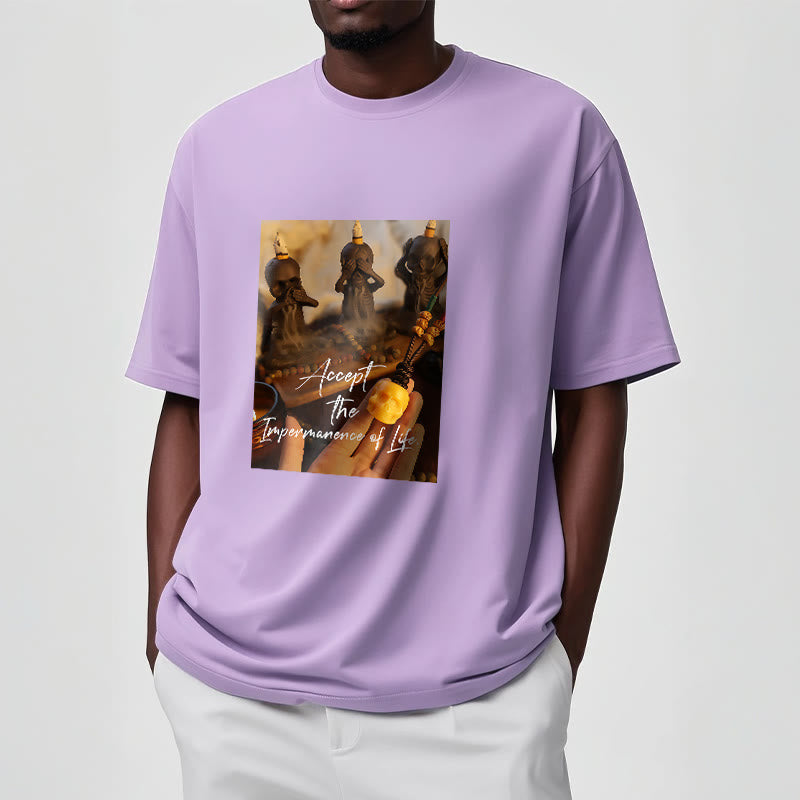 Buddha Stones Akceptują Nietrwałość Życia Pan Trupów Czaszki Lasu Koszulka T-shirt