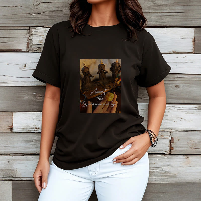 Buddha Stones Akceptują Nietrwałość Życia Pan Trupów Czaszki Lasu Koszulka T-shirt