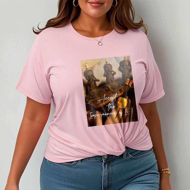 Buddha Stones Akceptują Nietrwałość Życia Pan Trupów Czaszki Lasu Koszulka T-shirt