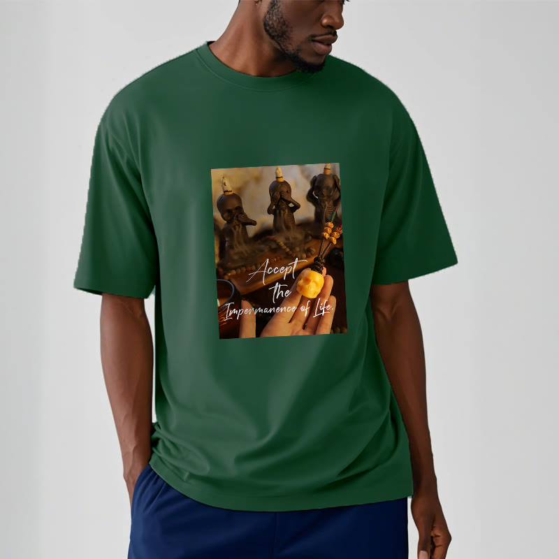 Buddha Stones Akceptują Nietrwałość Życia Pan Trupów Czaszki Lasu Koszulka T-shirt