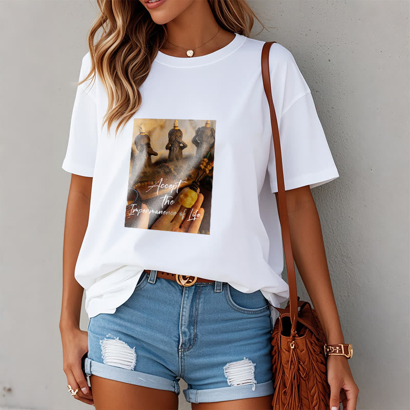 Buddha Stones Akceptują Nietrwałość Życia Pan Trupów Czaszki Lasu Koszulka T-shirt