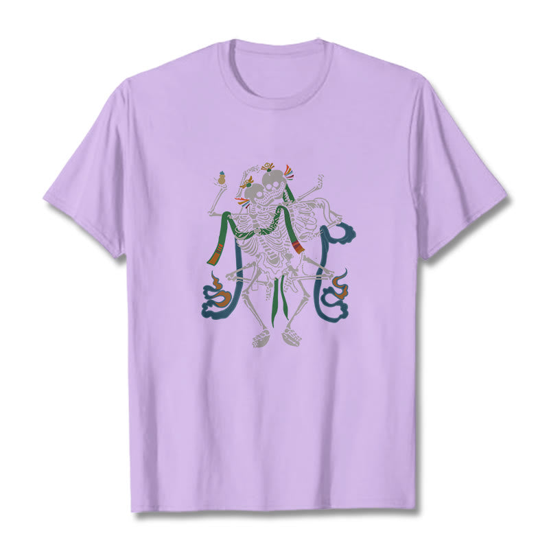Buddha Stones Tybetański Pan Lasu Zwłok Wzór T-shirt - Śliwka - 2XL - image 17