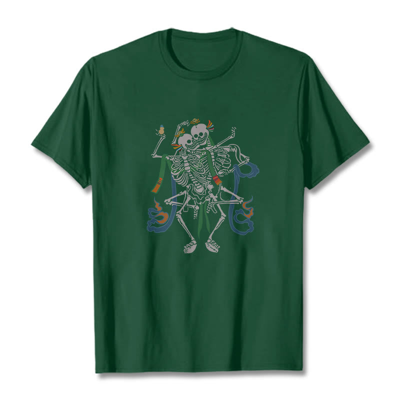 Buddha Stones Tybetański Pan Lasu Zwłok Wzór T-shirt - Leśna zieleń - 2XL - image 10