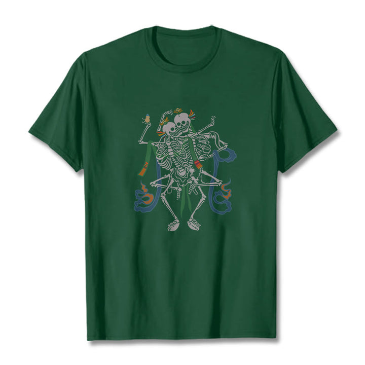 Buddha Stones Tybetański Pan Lasu Zwłok Wzór T-shirt - Leśna zieleń - 2XL - image 10