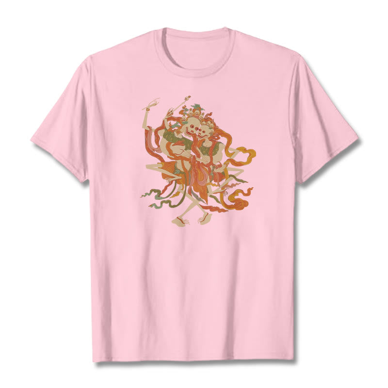 Buddha Stones Tybetańskie Kolorowe Władca Ciała Las Wzór Koszulka T-shirt - Jasnoróżowy - 2XL - image 15