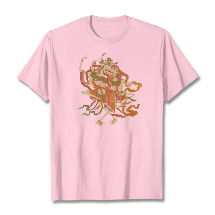 Buddha Stones Tybetańskie Kolorowe Władca Ciała Las Wzór Koszulka T-shirt - Jasnoróżowy - 2XL - image 15