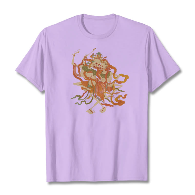 Buddha Stones Tybetańskie Kolorowe Władca Ciała Las Wzór Koszulka T-shirt - Śliwka - 2XL - image 19