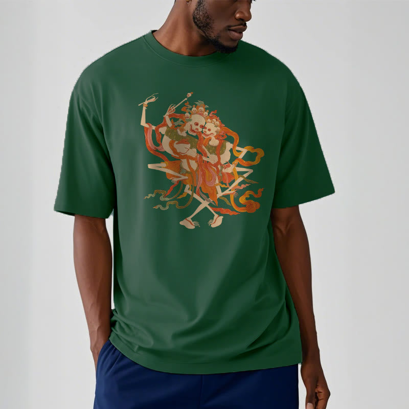 Buddha Stones Tybetańskie Kolorowe Władca Ciała Las Wzór Koszulka T-shirt - image 13