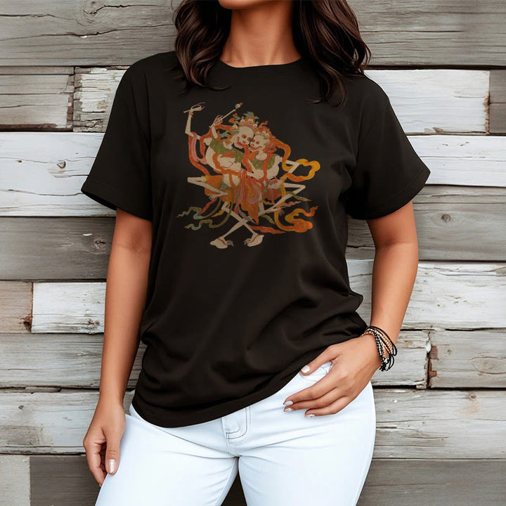 Buddha Stones Tybetańskie Kolorowe Władca Ciała Las Wzór Koszulka T-shirt - image 8