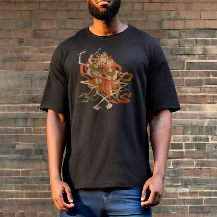 Buddha Stones Tybetańskie Kolorowe Władca Ciała Las Wzór Koszulka T-shirt - image 7