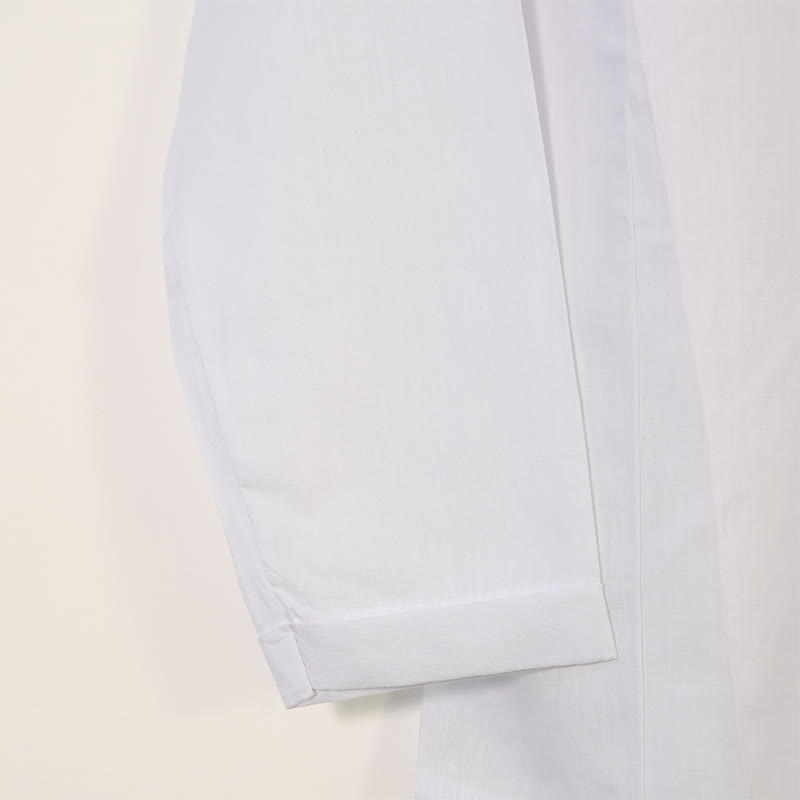 Koszula z długim rękawem i okrągłym dekoltem Buddha Stones Casual Dandelion Cotton Linen Women's Shirts