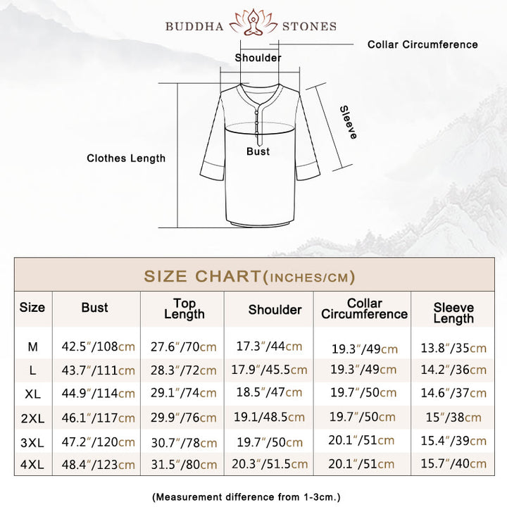 Buddha Stones Jednolity Kolor Tradycyjny T-shirt z krótkim rękawem Spodnie Odzież Męska Zestaw - image 4