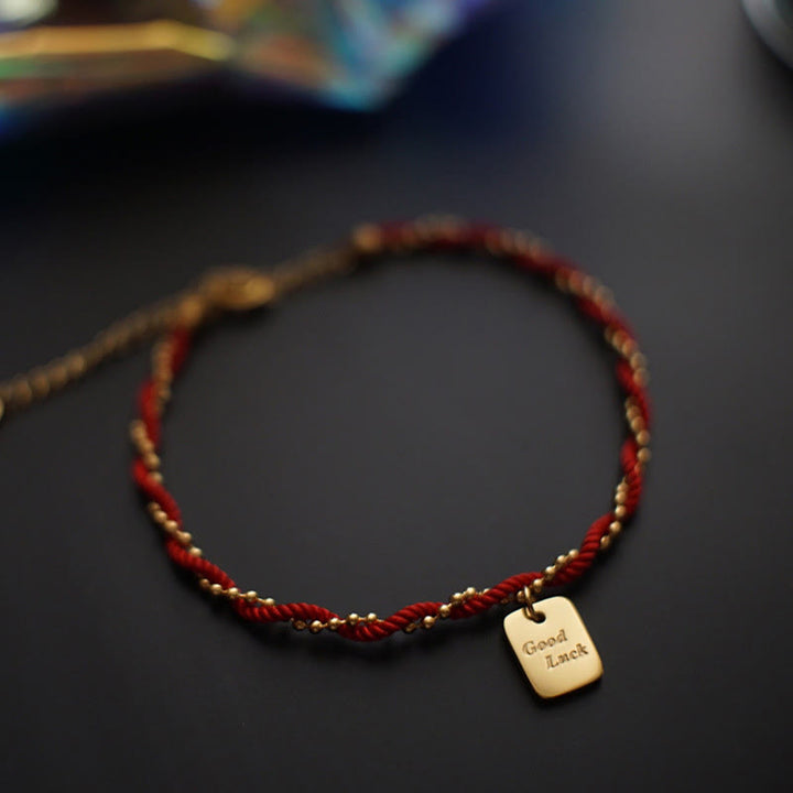 Bransoletka Buddha Stones Red String Gold Plated z miedzi Good Lucky Strength