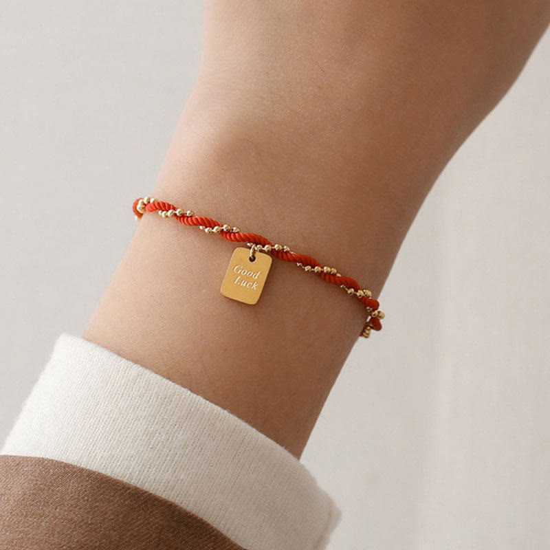 Bransoletka Buddha Stones Red String Gold Plated z miedzi Good Lucky Strength