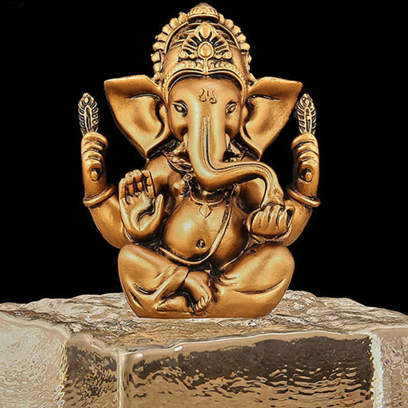 Buddha Stones Ganesh Ganpati Statua Słonia Transformacja Dekoracja Żywicy Domowej - Brązowy Ganesh - 8,5*5*11,5 cm - image 10