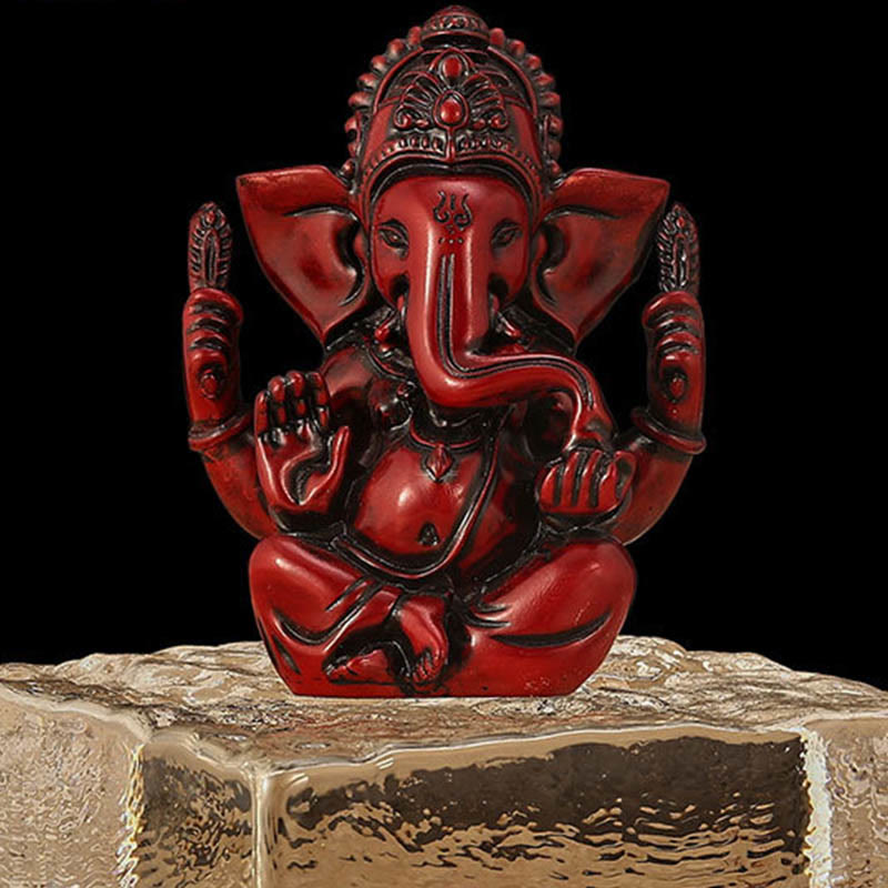 Buddha Stones Ganesh Ganpati Statua Słonia Transformacja Dekoracja Żywicy Domowej - Czerwony Ganesh - 8,5*5*11,5 cm - image 11