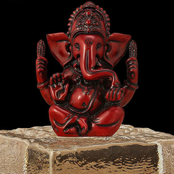 Buddha Stones Ganesh Ganpati Statua Słonia Transformacja Dekoracja Żywicy Domowej - Czerwony Ganesh - 8,5*5*11,5 cm - image 11