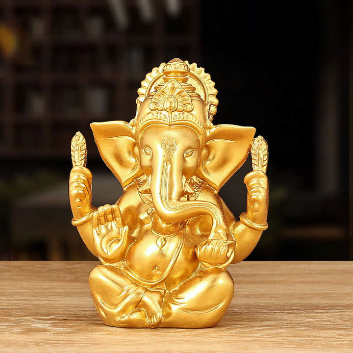 Buddha Stones Ganesh Ganpati Statua Słonia Transformacja Dekoracja Żywicy Domowej - Złoty Ganesh - 8,5*5*11,5 cm - image 0