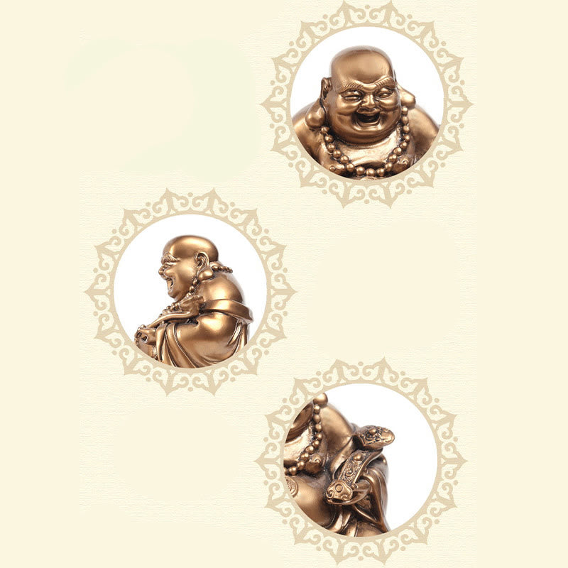 Buddha Stones Śmiejący się Budda Feng Shui Żaba Ropucha Miedziane Monety Przyciągają Bogactwo Żywica Statua Dekoracja Domu