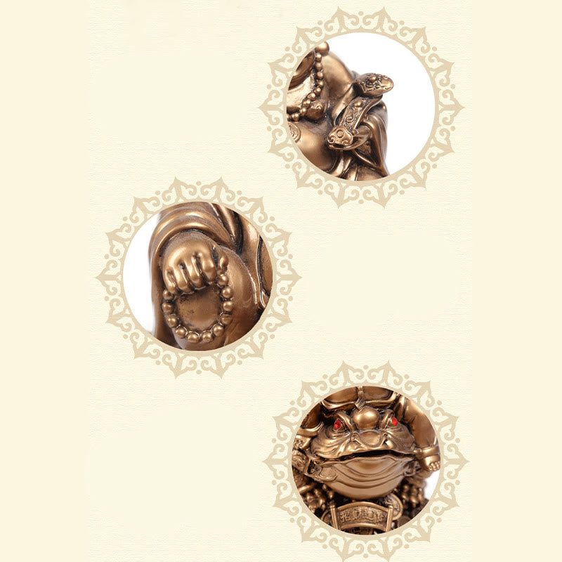 Buddha Stones Śmiejący się Budda Feng Shui Żaba Ropucha Miedziane Monety Przyciągają Bogactwo Żywica Statua Dekoracja Domu