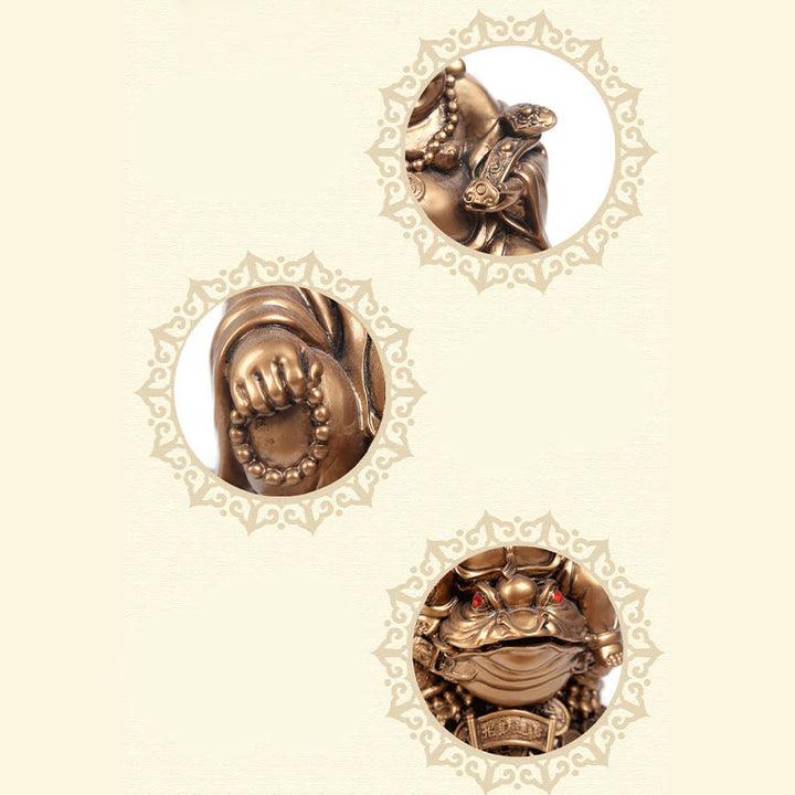 Buddha Stones Śmiejący się Budda Feng Shui Żaba Ropucha Miedziane Monety Przyciągają Bogactwo Żywica Statua Dekoracja Domu