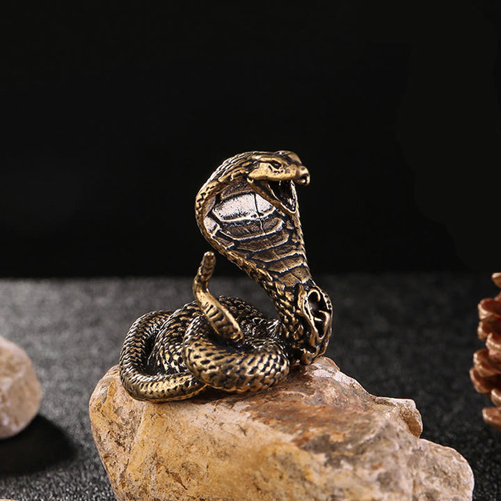 Buddha Stones Mini Mały Rok Węża Kobra Mosiądz Miedź Dekoracja Domu - image 1