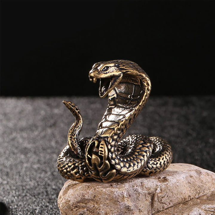 Buddha Stones Mini Mały Rok Węża Kobra Mosiądz Miedź Dekoracja Domu
