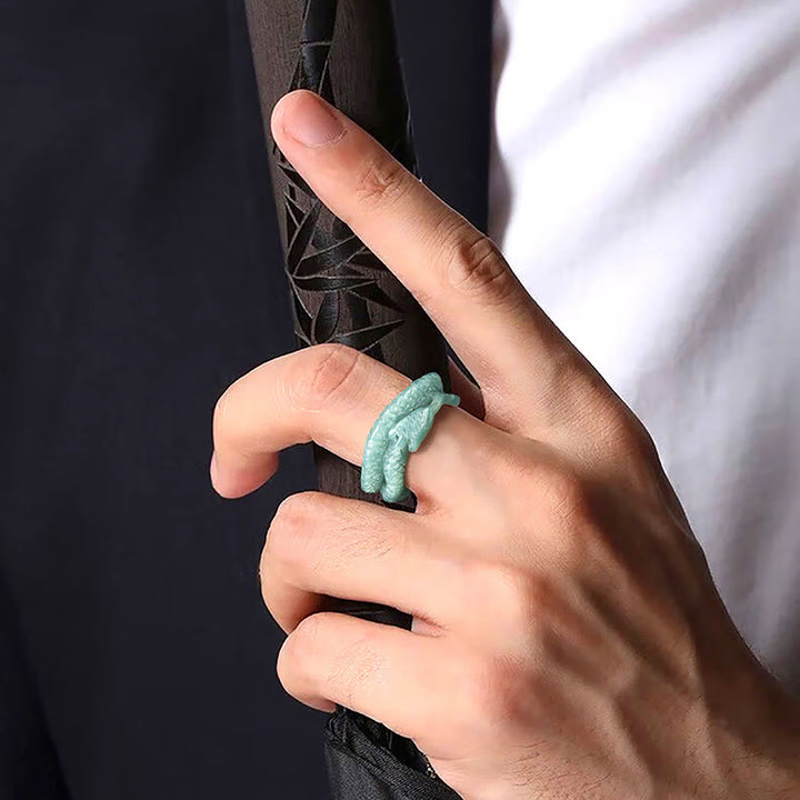 Buddha Stones Naturalny Jadeit Rok Węża Rzeźba Pierścień Ochrony Dobrobytu