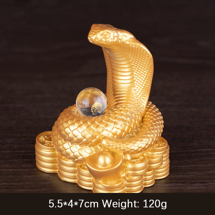 Buddha Stones Rok Węża Sztabki Monety Miedziane Kula Bogactwo Żywica Statua Dekoracja Domu - Mały Złoty Wąż Sztabkowy 5,5*4*7 cm - image 1