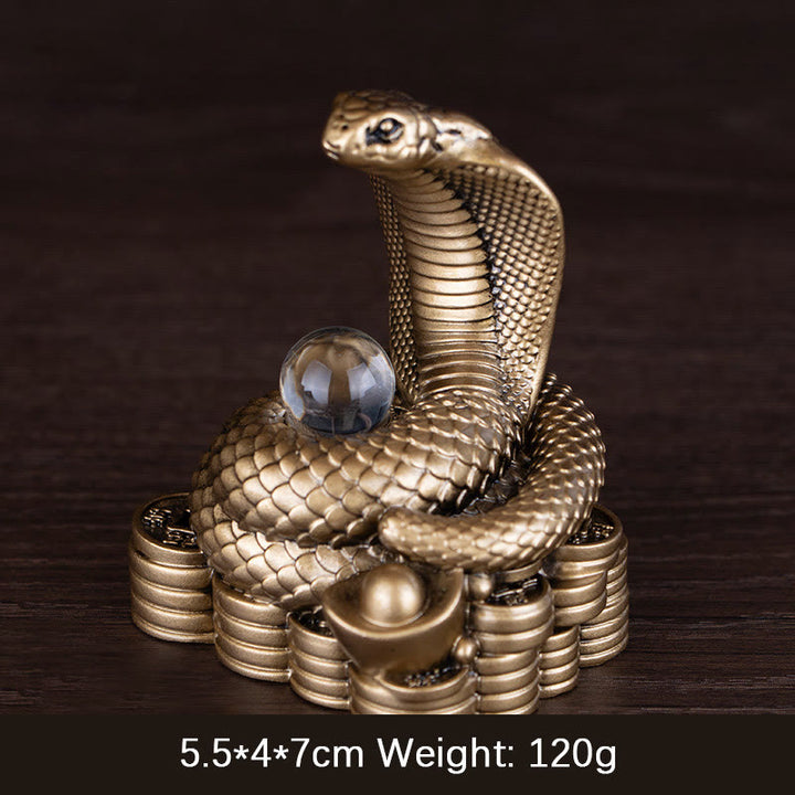 Buddha Stones Rok Węża Sztabki Monety Miedziane Kula Bogactwo Żywica Statua Dekoracja Domu - Mały Brązowy Wąż Sztabkowy 5.5*4*7cm - image 2