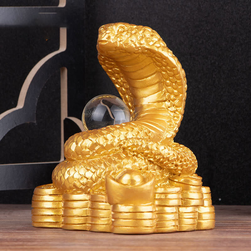 Buddha Stones Rok Węża Sztabki Monety Miedziane Kula Bogactwo Żywica Statua Dekoracja Domu - image 0