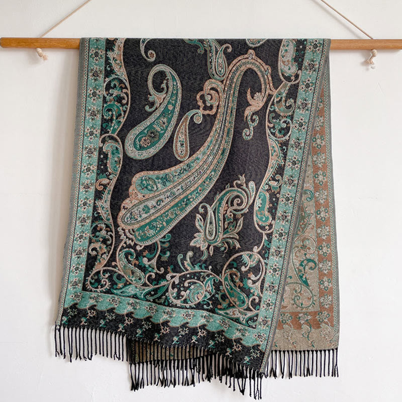 Buddha Stones Tybetański Kwiat Nerkowca Chwost Szal Jesień Zima Przytulny Podróżny Szalik Otulacz - image 7