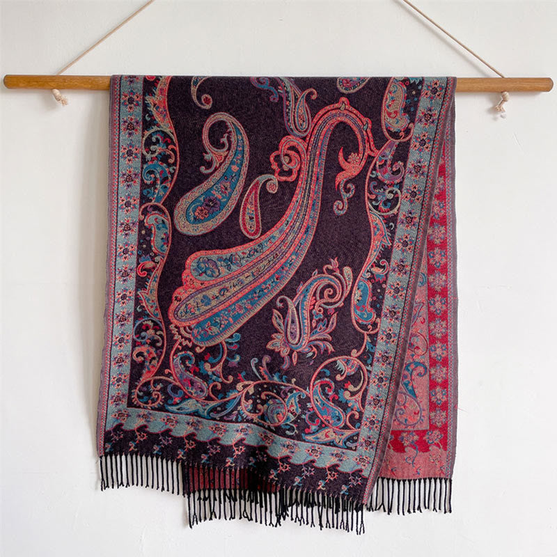 Buddha Stones Tybetański Kwiat Nerkowca Chwost Szal Jesień Zima Przytulny Podróżny Szalik Otulacz - image 27