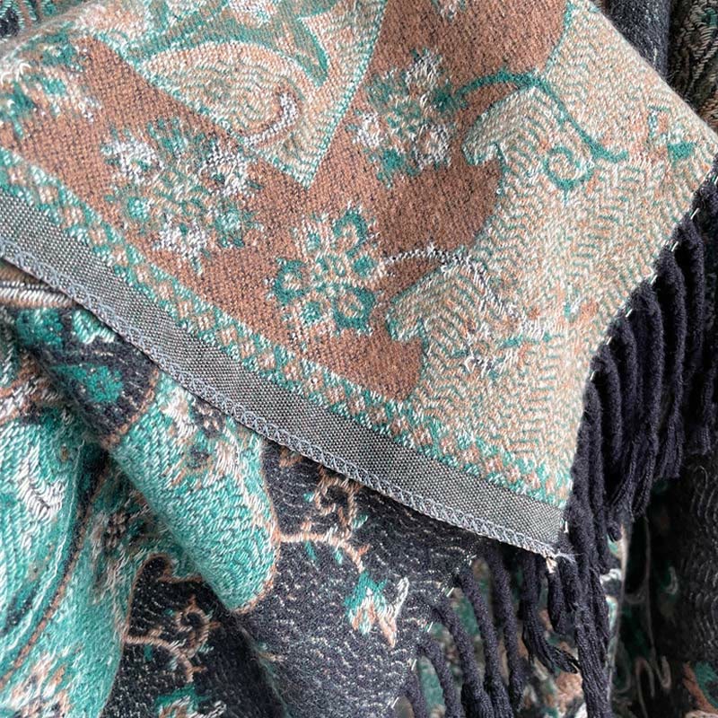 Buddha Stones Tybetański Kwiat Nerkowca Chwost Szal Jesień Zima Przytulny Podróżny Szalik Otulacz - image 4