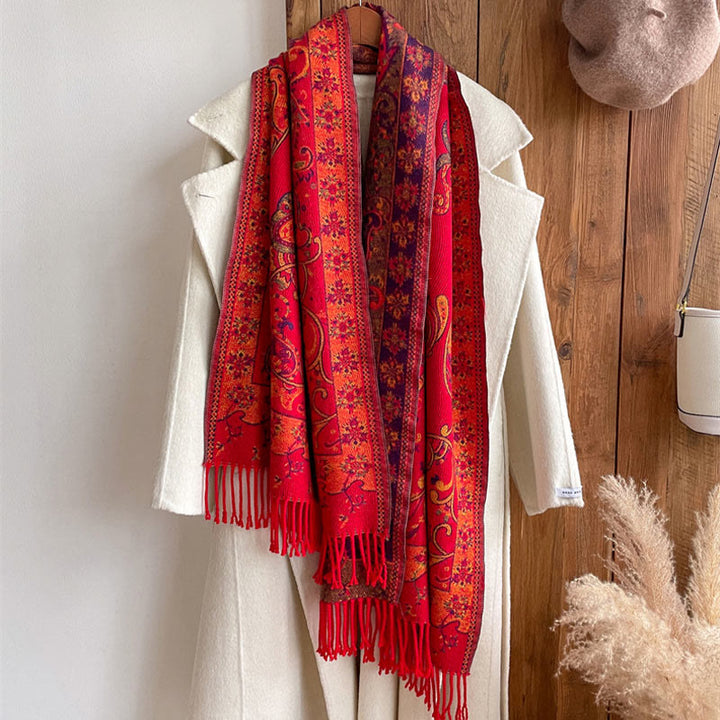 Buddha Stones Tybetański Kwiat Nerkowca Chwost Szal Jesień Zima Przytulny Podróżny Szalik Otulacz - image 15