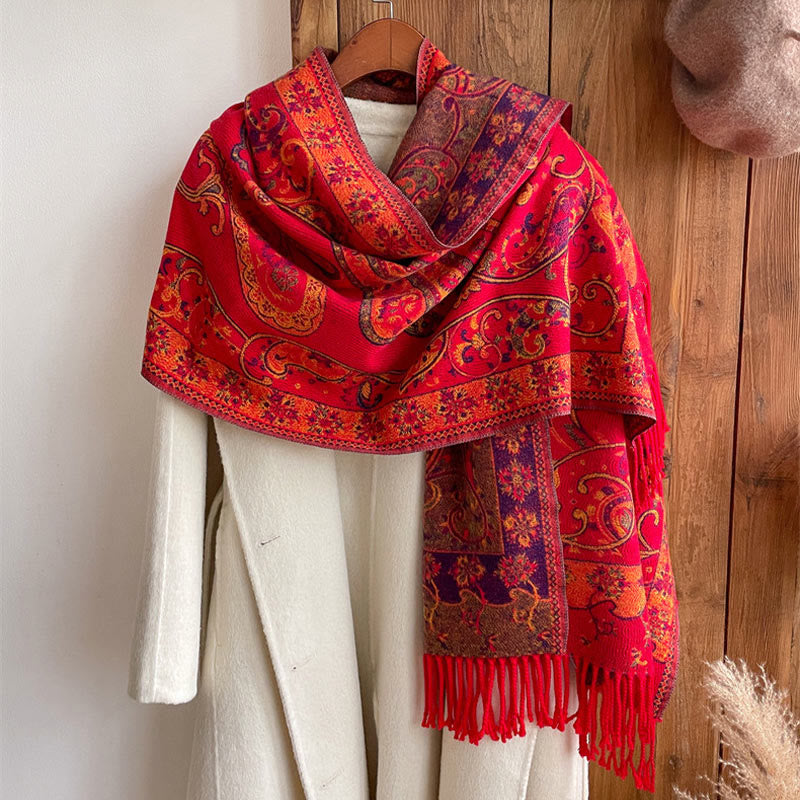 Buddha Stones Tybetański Kwiat Nerkowca Chwost Szal Jesień Zima Przytulny Podróżny Szalik Otulacz - image 14