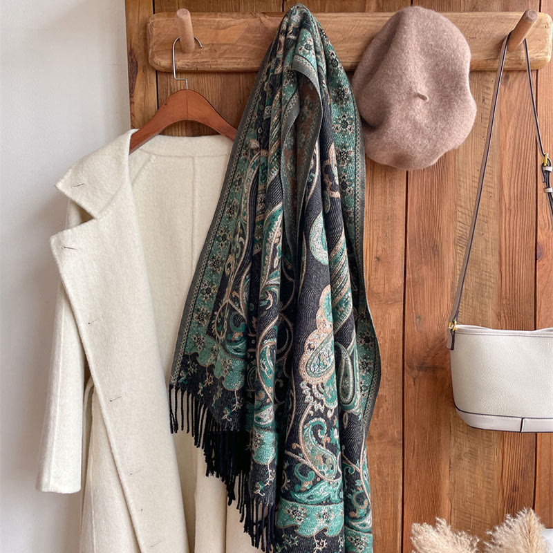 Buddha Stones Tybetański Kwiat Nerkowca Chwost Szal Jesień Zima Przytulny Podróżny Szalik Otulacz - image 6