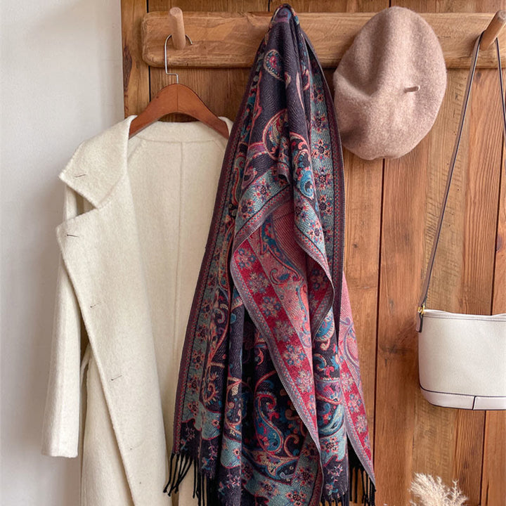 Buddha Stones Tybetański Kwiat Nerkowca Chwost Szal Jesień Zima Przytulny Podróżny Szalik Otulacz - image 26