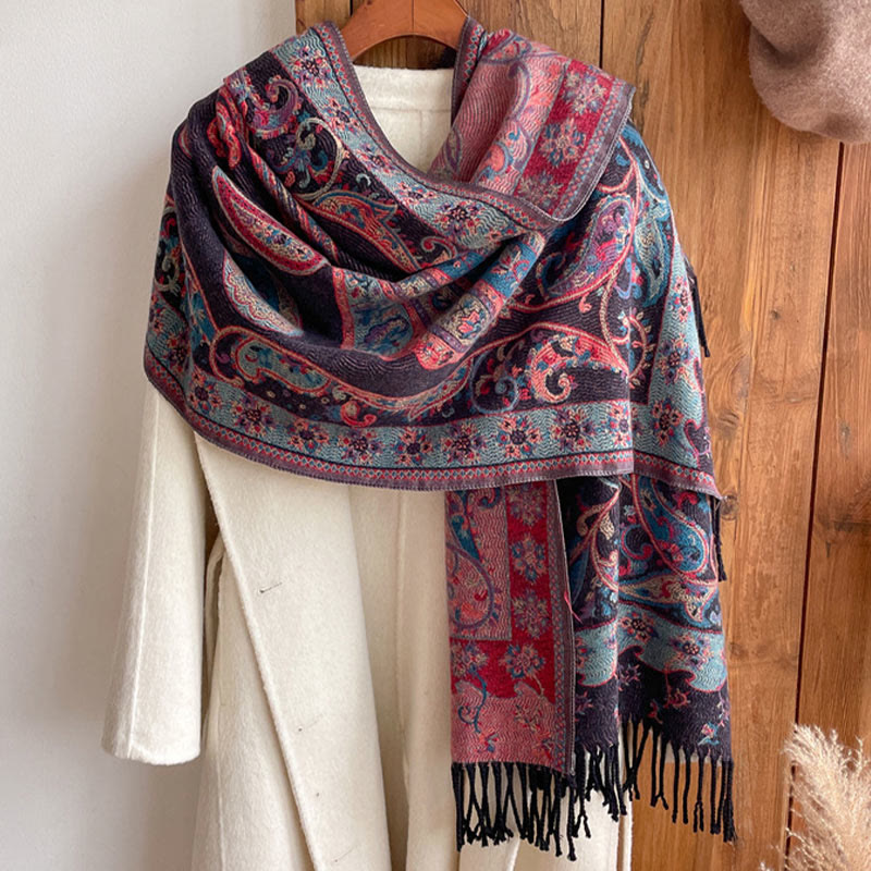 Buddha Stones Tybetański Kwiat Nerkowca Chwost Szal Jesień Zima Przytulny Podróżny Szalik Otulacz - image 25