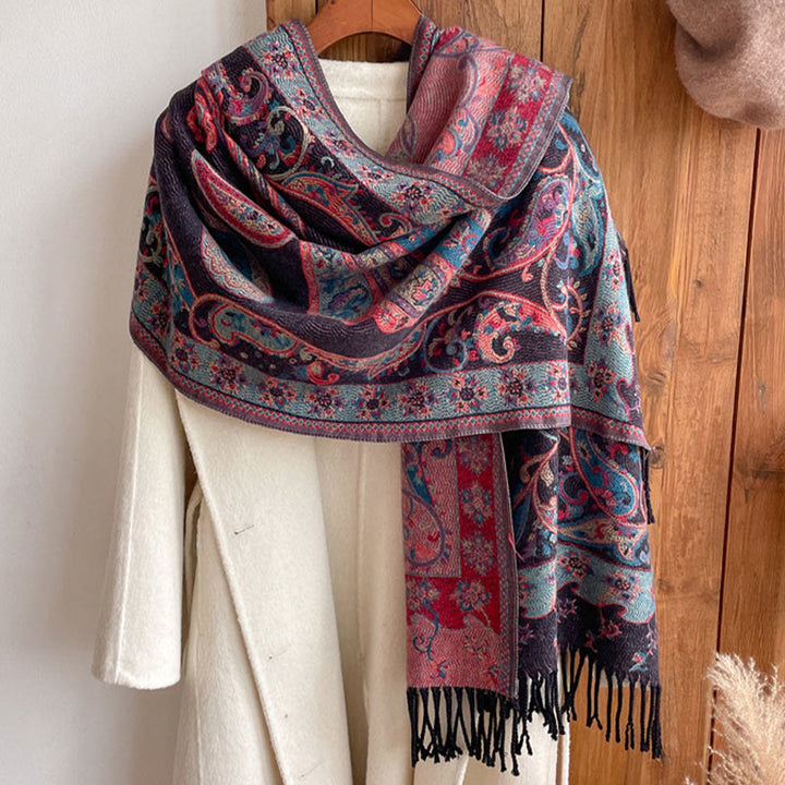 Buddha Stones Tybetański Kwiat Nerkowca Chwost Szal Jesień Zima Przytulny Podróżny Szalik Otulacz - image 25