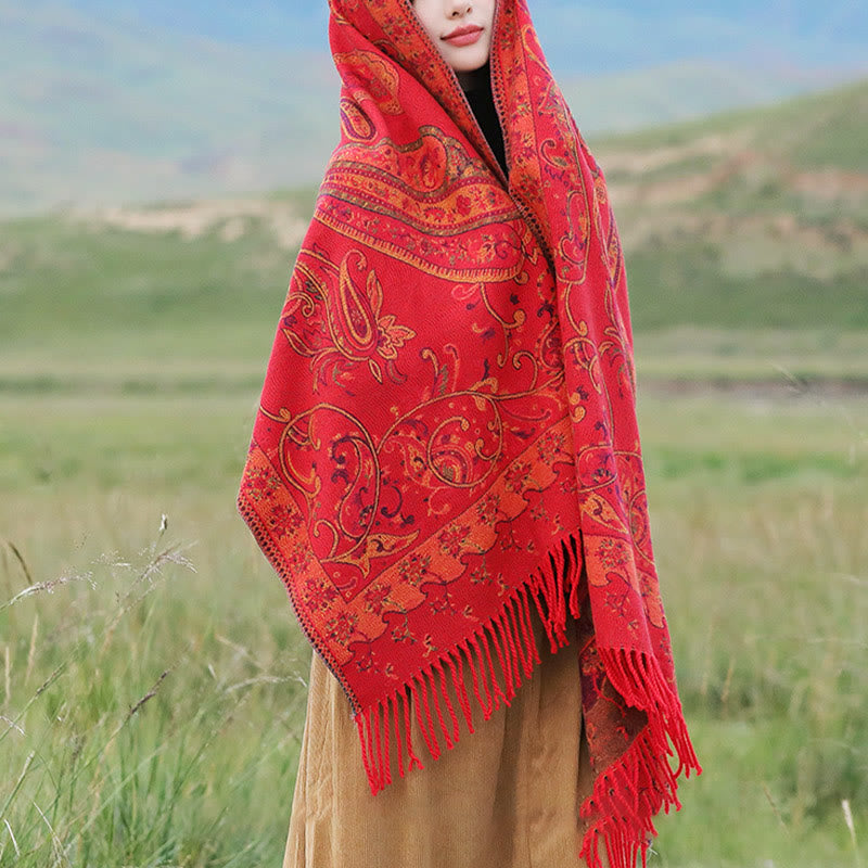 Buddha Stones Tybetański Kwiat Nerkowca Chwost Szal Jesień Zima Przytulny Podróżny Szalik Otulacz - image 10