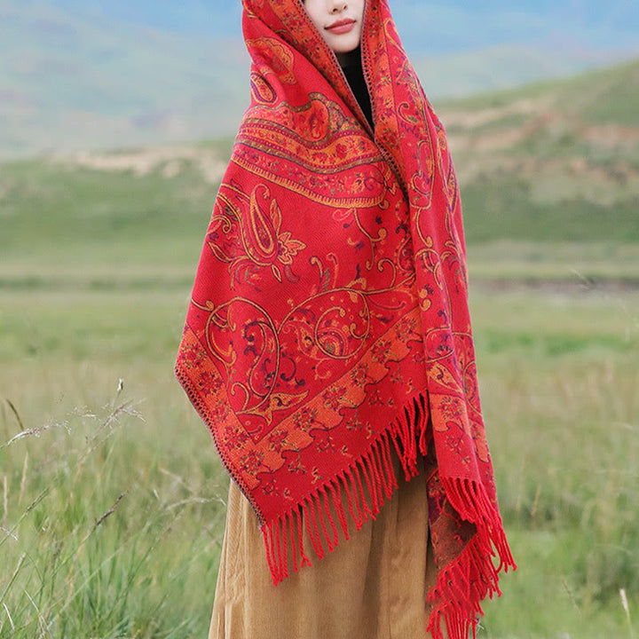 Buddha Stones Tybetański Kwiat Nerkowca Chwost Szal Jesień Zima Przytulny Podróżny Szalik Otulacz - image 10