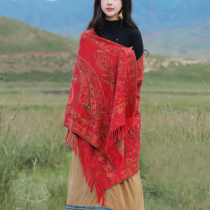 Buddha Stones Tybetański Kwiat Nerkowca Chwost Szal Jesień Zima Przytulny Podróżny Szalik Otulacz - image 12