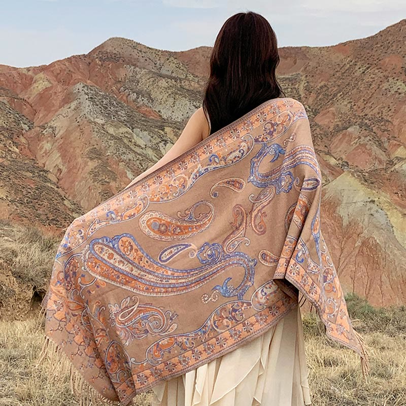 Buddha Stones Tybetański Kwiat Nerkowca Chwost Szal Jesień Zima Przytulny Podróżny Szalik Otulacz - image 31